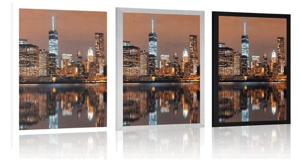 Plakat odbicie Manhattanu w wodzie