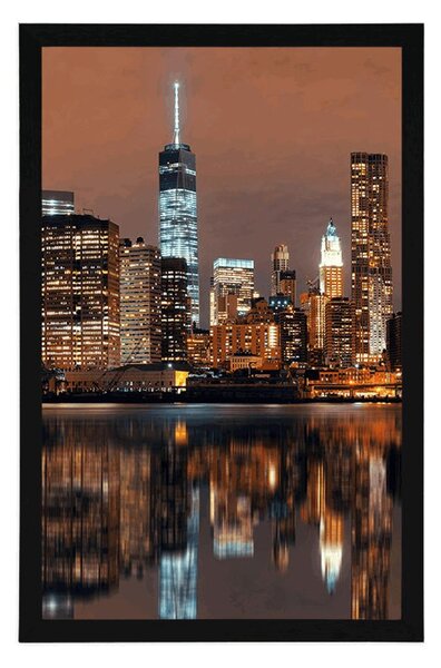 Plakat odbicie Manhattanu w wodzie