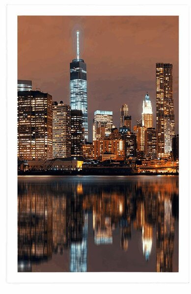 Plakat odbicie Manhattanu w wodzie