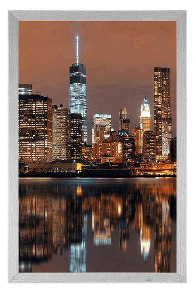 Plakat odbicie Manhattanu w wodzie
