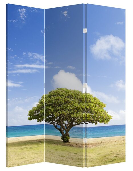 Parawan - Plaża z drzewem (126x170 cm)