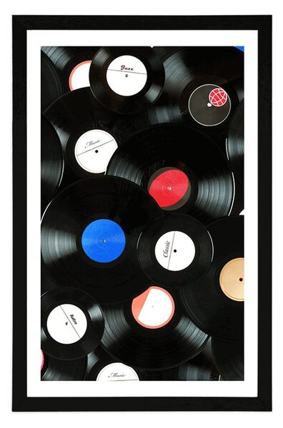 Plakat z passe-partout retro płyty
