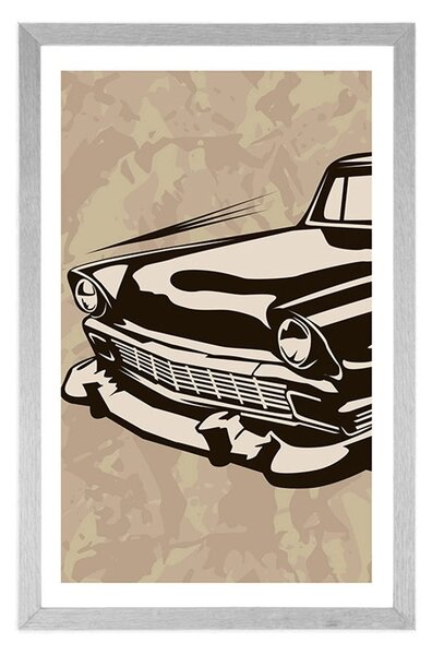 Plakat z passe-partout retro weteran