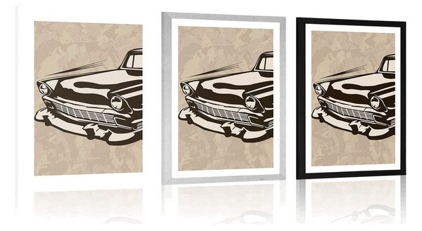 Plakat z passe-partout retro weteran