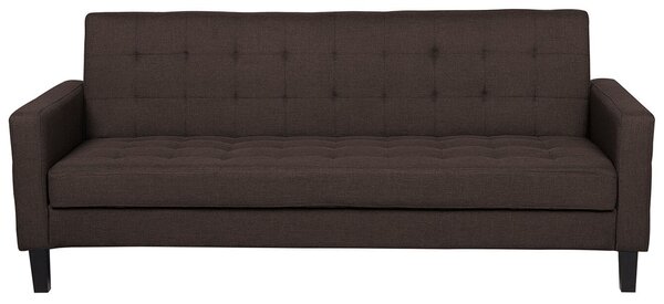 Sofa brązowa rozkładana funkcja spania pikowana 3-osobowa Vehkoo Beliani
