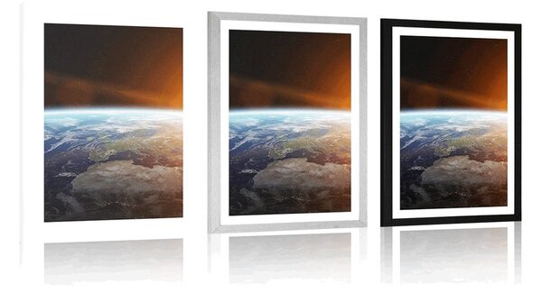 Plakat z passe-partout widok planety z kosmosu