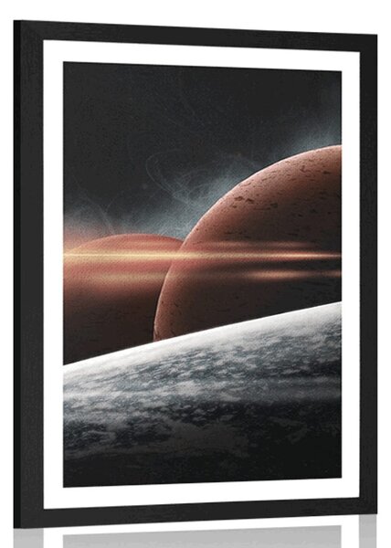 Plakat z passe-partout planety w galaktyce