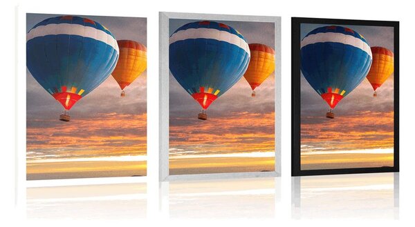 Plakat latające balony nad górami