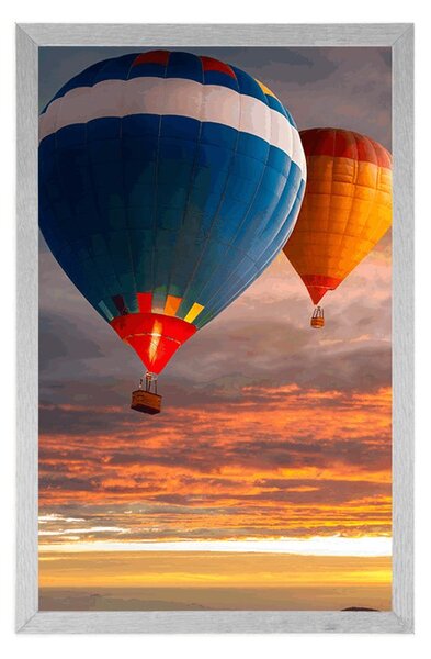 Plakat latające balony nad górami