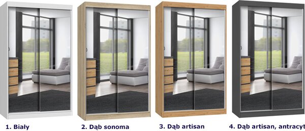 Szafa przesuwna z 2 lustrami 120 cm dąb sonoma G5-W94