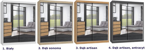 Nowoczesna garderoba z lustrami 160 cm dąb sonoma - Stoflis 8X
