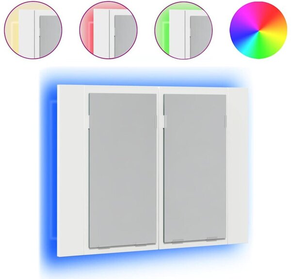 Szafka łazienkowa z lustrem i LED, biała, 60x12x45 cm, akryl
