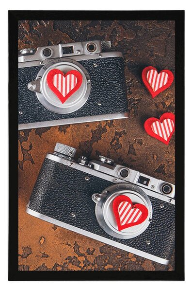 Plakat dwa retro aparaty fotograficzne