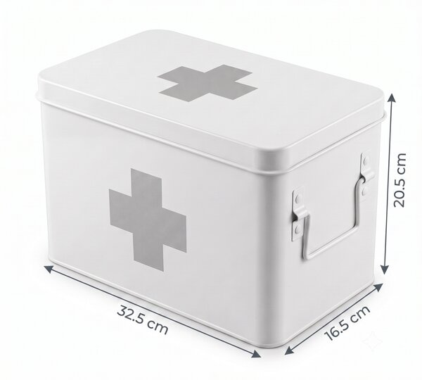 Apteczka metalowa z wyjmowaną tacką, 32,5 x 16,5 x 20,5 cm