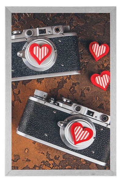 Plakat dwa retro aparaty fotograficzne