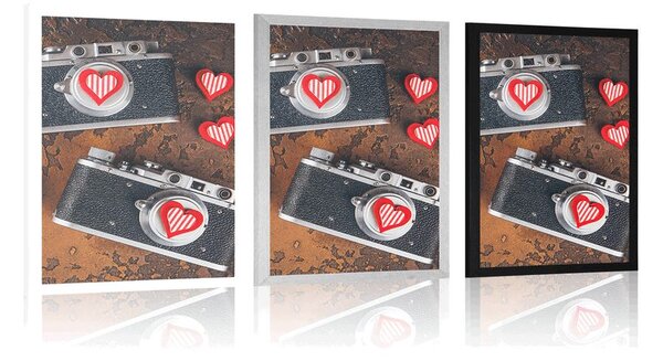Plakat dwa retro aparaty fotograficzne