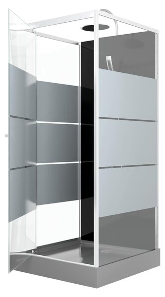 Kompletny prysznic MARWELL Kompletny prysznic Gotowy prysznic Dusy 80 x 80 x 225 cm - kompletny zestaw obejmuj?cy brodzik i armatur? - okr?g?y prysznic z wej?ciem od przodu