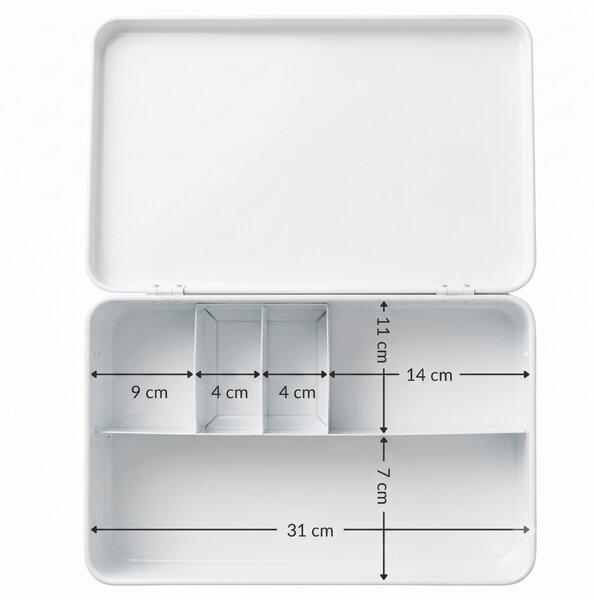 Apteczka metalowa z wyjmowaną tacką, 32,5 x 16,5 x 20,5 cm
