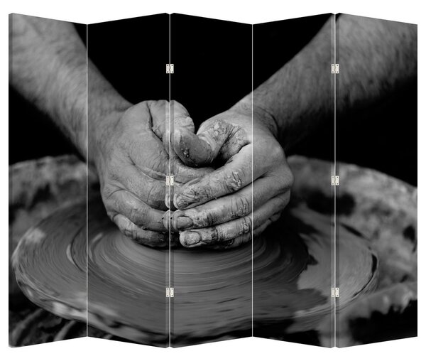 Parawan - Produkcja ceramiki - czarno - biały (210x170 cm)