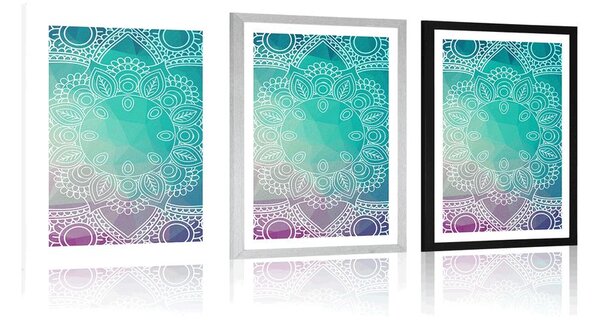 Plakat z passe-partout pastelowa Mandala