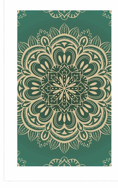 Plakat z passe-partout Mandala na turkusowym tle