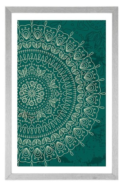 Plakat z passe-partout ręcznie rysowana Mandala