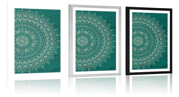 Plakat z passe-partout ręcznie rysowana Mandala