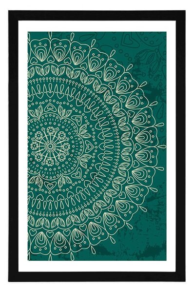 Plakat z passe-partout ręcznie rysowana Mandala