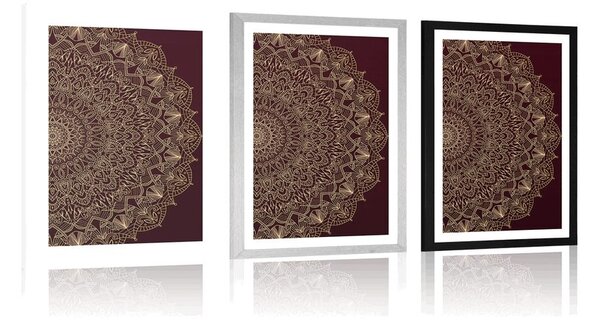 Plakat z passe-partout szczegółowa dekoracyjna Mandala