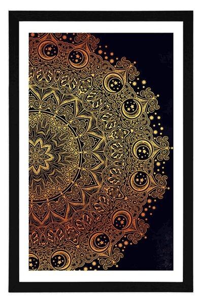 Plakat z passe-partout złota orientalna Mandala