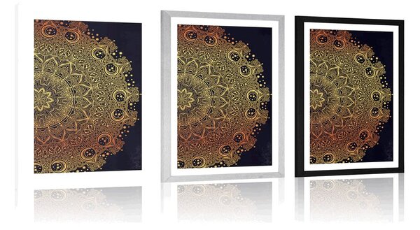 Plakat z passe-partout złota orientalna Mandala