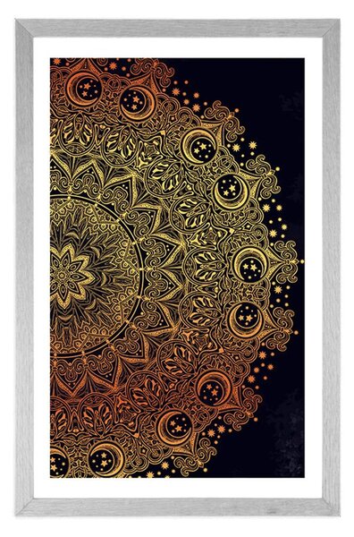 Plakat z passe-partout złota orientalna Mandala