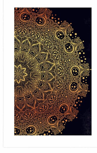 Plakat z passe-partout złota orientalna Mandala