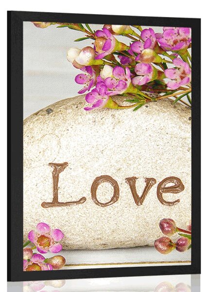 Plakat z napisem na kamieniu Love