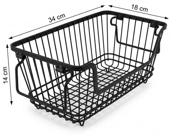 Kosz na owoce metalowy z uchwytami, 34 x 18 x 14 cm