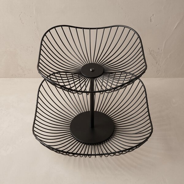 Patera na owoce dwupoziomowa metalowa, 29 x 29 x 24 cm