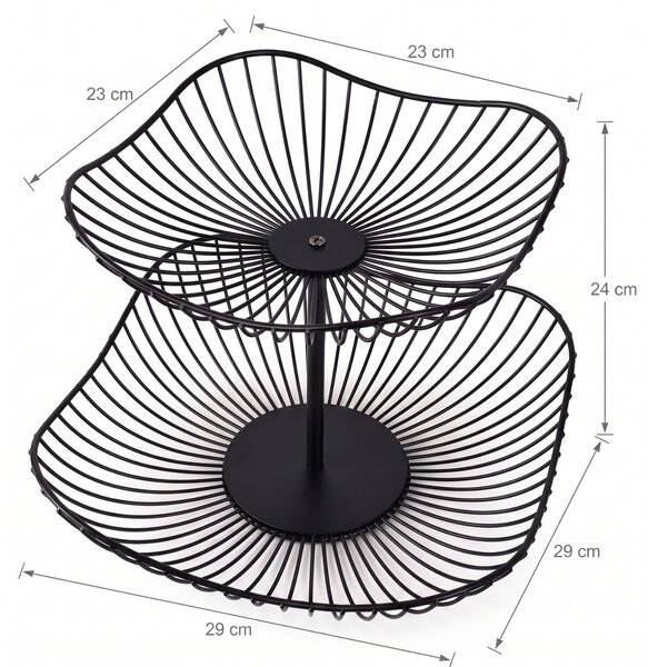 Patera na owoce dwupoziomowa metalowa, 29 x 29 x 24 cm