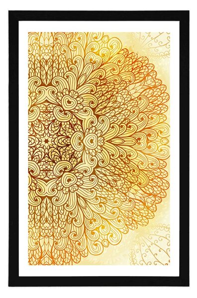 Plakat z passe-partout złota etniczna Mandala
