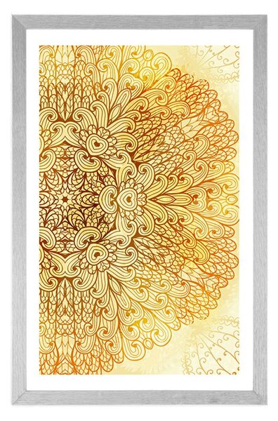Plakat z passe-partout złota etniczna Mandala