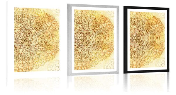 Plakat z passe-partout złota etniczna Mandala