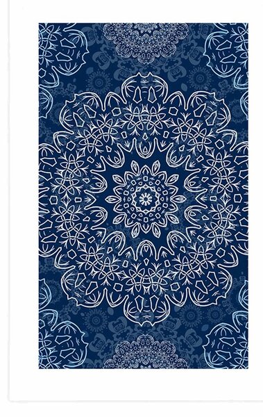 Plakat z passe-partout niebieska Mandala z abstrakcyjnym wzorem