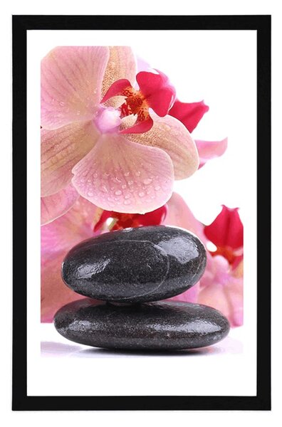 Plakat z passe-partout kamienie spa i orchidea