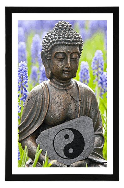 Plakat z passe-partout jin a jang Budda