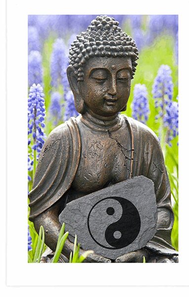 Plakat z passe-partout jin a jang Budda