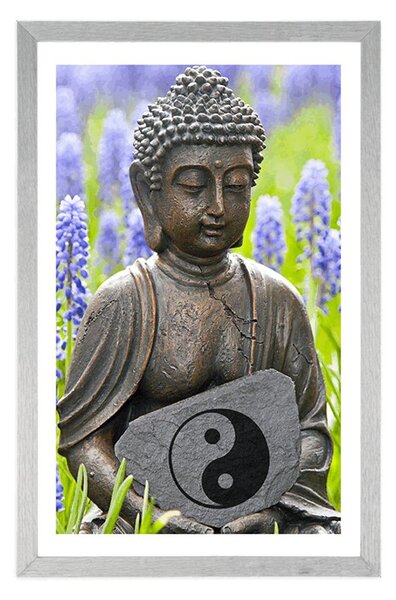 Plakat z passe-partout jin a jang Budda