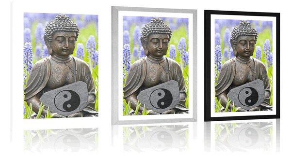 Plakat z passe-partout jin a jang Budda