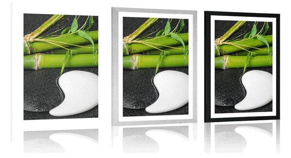 Plakat z passe-partout kamienie w postaci Yin i Yang