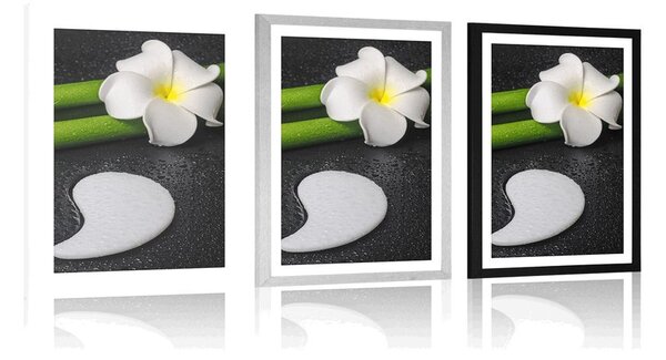 Plakat z passe-partout Spa martwa natura z symbolem Yin i Yang