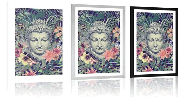 Plakat z passe-partout Budda na egzotyznym tle