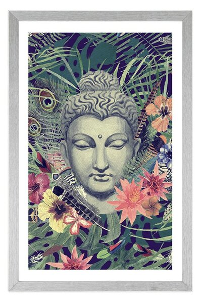 Plakat z passe-partout Budda na egzotyznym tle